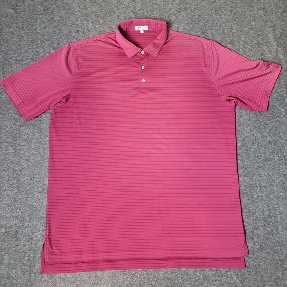Peter Millar Summer Comfirt Mens Golf Polo Shirt Size XL Red Striped Rock Creek - Picture 1 of 10